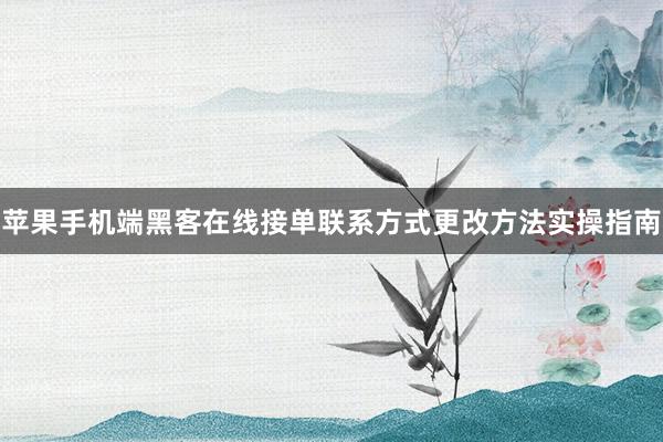 苹果手机端黑客在线接单联系方式更改方法实操指南